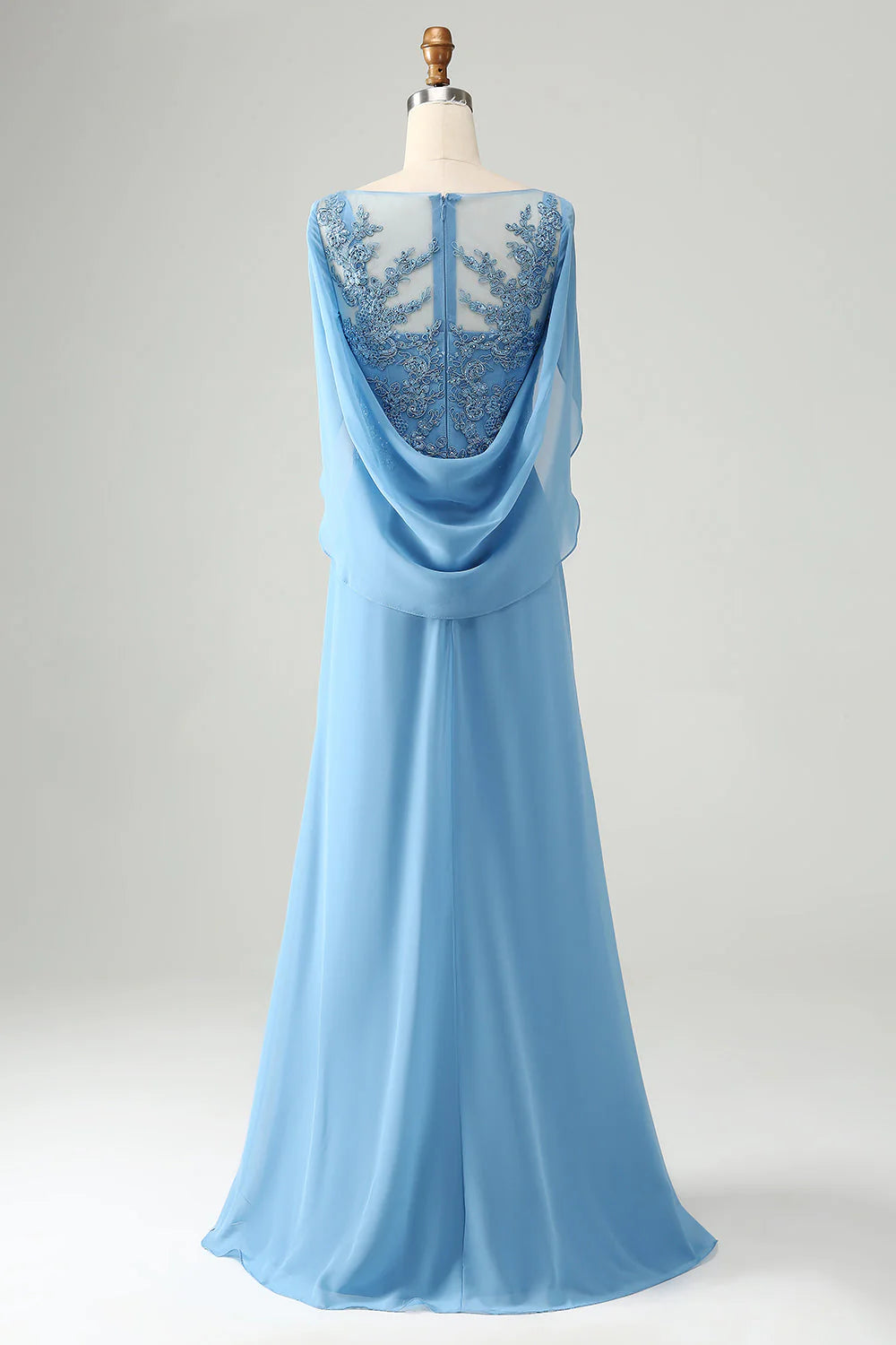 Robe sirène pour mère de la mariée avec appliques perlées et châle